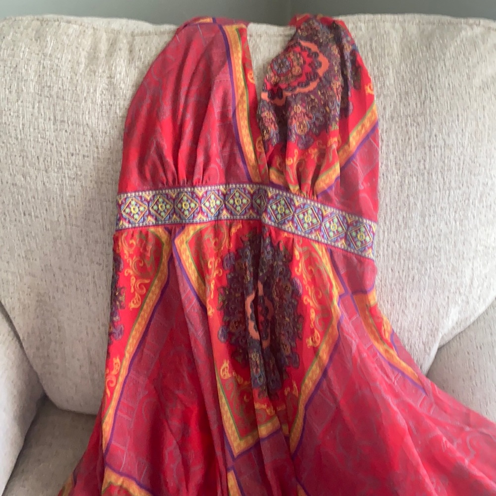 Women’s Red Strapless Bohemian Maxi Dress